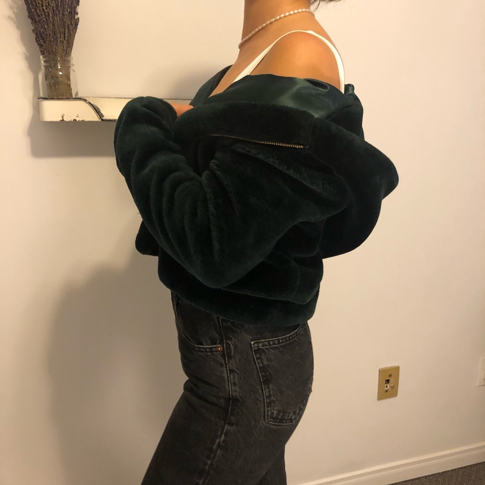 Emerald Green Faux Fur Jacket